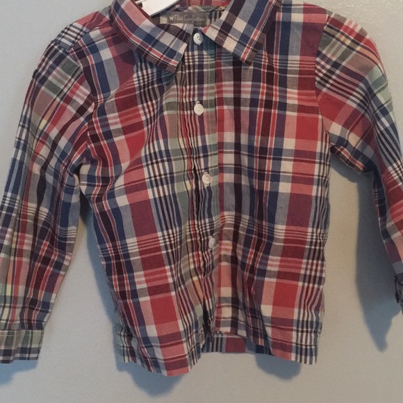 Overalls and long sleeved plaid shirt - Picture 3 of 4